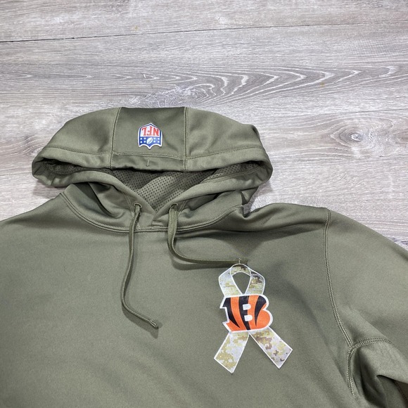 Cincinnati Bengals Hoodie Mens Small NFL Nike Therma Fit Salute To Service - Picture 2 of 13